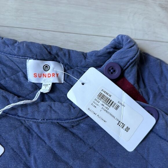 Sundry Quilted Pullover Pigmentmoonlight Sz S NWT - Picture 7 of 8